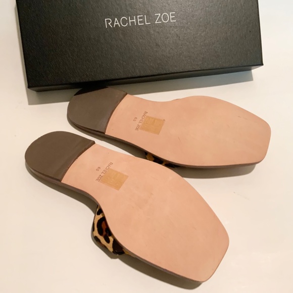 Rachel Zoe Farrow Cross Front Leopard Slides Sandals animal print mules flat 6.5 - Picture 13 of 14